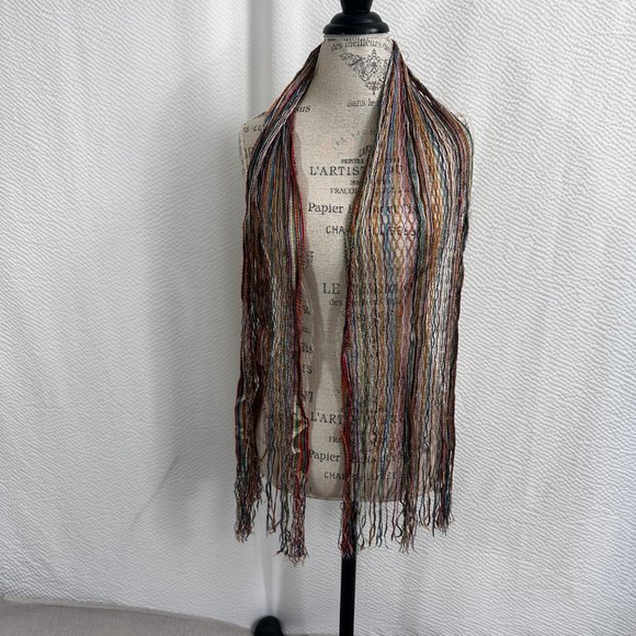 Scarf Bundle set of 3 Scarves Shades of Orange Brown Peach style variety - Picture 6 of 7